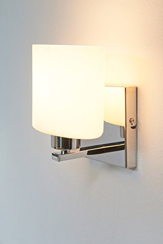 anTes interieur Parata Wandleuchte weiß inkl. LED-Leuchtmittel – moderne Wandlampe mit E14-Fassung, warmweißem Licht, Glasschirm & Chrom für Schlafzimmer & Flur im zeitlosen Design