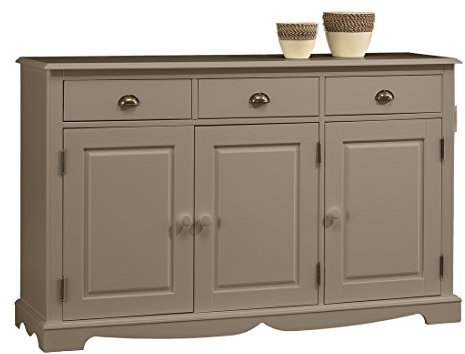 Beaux Meubles Pas Chers - Buffet Taupe 3 Portes 3 Tiroirs