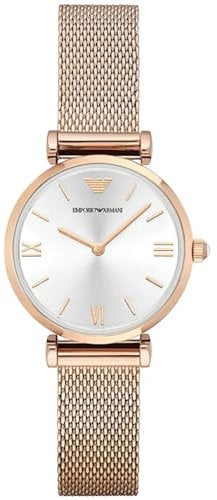 Emporio Armani Uhr für Damen , Zweizeiger Uhrwerk, 32MM Rose Gold Edelstahlgehäuse mit einem Edelstahlarmband, AR1956
