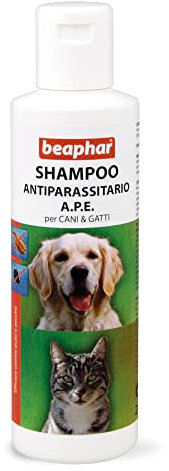 Beaphar Shampoo Antiparassitario A.P.E., Trattamento Specifico per Zecche e Pulci del Cane e del Gatto, Shampoo Antipulci alla Tetrametrina, 200 ml