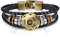 JewelryWe Schmuck Herren Damen Krebs Armband, 12 Tierkreis Sternzeichen Horoskop Charms Druckknopf Armreif, Leder Legierung, schwarz