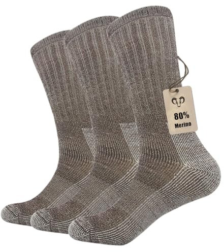 Vihir 3 Paar Merino Socken Herren - Lange Röhre Merino Sport Socken für Skifahren, Trekking, Wandern 37-42, 41-46