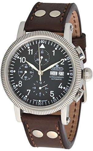 Aristo Herren Automatik Chronograph Armbanduhr 4H86 ETA Valjoux7750 braunes Lederarmband