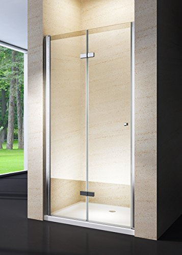 Yellowshop - Box Doccia Cm 70, 80, 90, 100, Porta Nicchia Soffietto Libro Pieghievole In Alluminio Cristallo Trasparente E Opaco 6mm Altezza Cm 190 (90 CM (Da 88 a 92 CM), TRASPARENTE)