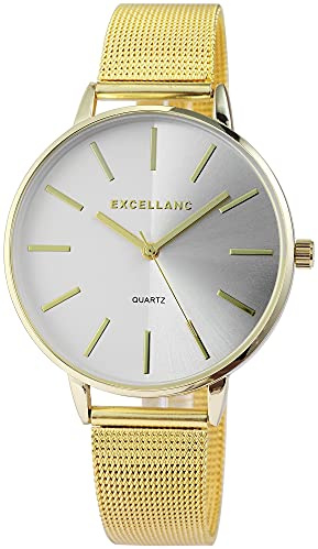 Excellanc Damen-Uhr Meshband Edelstahl Hakenverschluss elegant Analog Quarz 1800049
