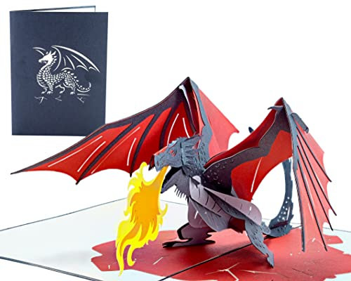 Dragon Fire - Special 2 Lagen 3D Pop up Karte - PREMIUM QUALITÄT - Perfekt für alle Anlässe