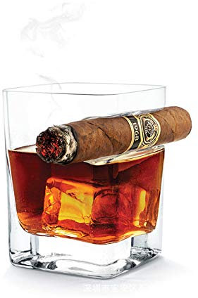 Whisky-Glas mit Zigarren-Halter, Old Fashion Wein Bourbon Brandy Beer Liquor Cup 14 OZ 320ml Hand-frei für Zigarre Zigarette Liebhaber für Haus und Bar, Wein Geschenke