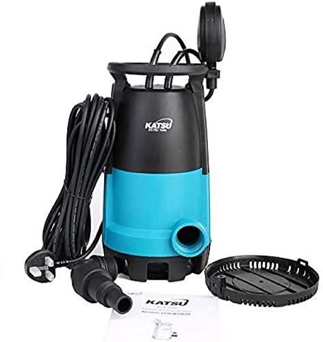 KATSU - Bomba sumergible portátil de 900 W para agua limpia y sucia, 18000 L/h para estanque de jardín, piscinas, zanjas + interruptor flotante + base intercambiable