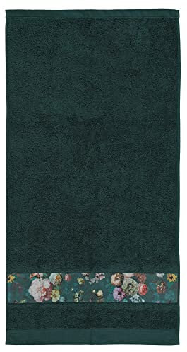ESSENZA Handtuch Fleur dunkelgrün, 60x110 cm - 97% Baumwolle, 3% Polyester - Blumen Pfingstrosen Tulpen