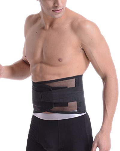 DAIHAN Waist Trainer Abnehmen Bauchweggürtel Verstellbarer Schwitzgürtel Damen&Herren Schwarz L