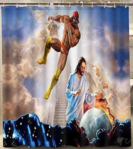 customizedhome Macho Man Randy Savage Jesus, Stoff, wasserdicht, für Badezimmer, Duschvorhänge mit Haken, 168 x 183 cm