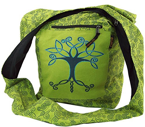 GURU SHOP Sadhu Bag, Shopper, Schulterbeutel - Lemongrün, Herren/Damen, Baumwolle, Size:One Size, 35x37x15 cm, Alternative Umhängetasche, Handtasche aus Stoff