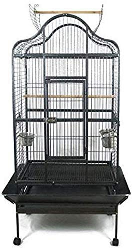 Pet's Solution Gabbia voliera per pappagalli Grandi Uccelli cenerino Amazone 100x78x178h cm Nera Bianca (Nero)
