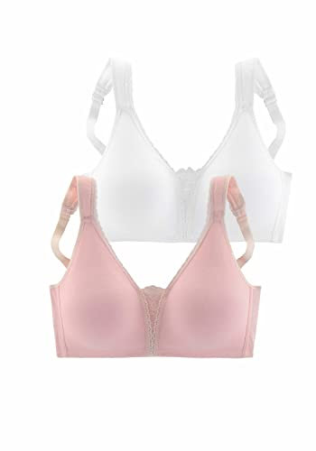PETITE FLEUR by Lascana Damen Soft-BH aus Baumwolle, Spitze, gefütterte Träger für Guten Halt, atmungsaktiv