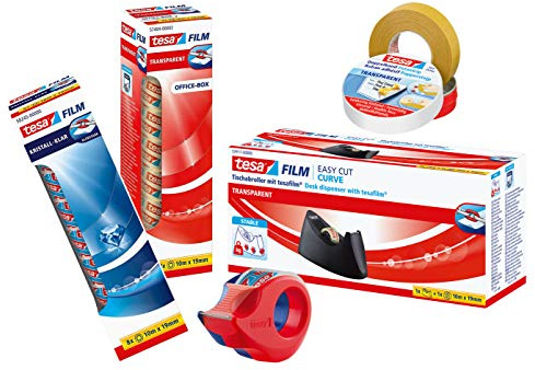 tesa Easy Cut Tischabroller CURVE - rutschfest, einfache Handhabung, sauberer Schnitt (Hand- und Tischabroller inkl. Ersatzrollen, Single)
