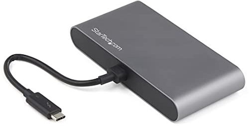 StarTech.com Thunderbolt 3 Mini Dock, TB3 Docking Station per 2 monitor DisplayPort 4K 60Hz, 1x USB-A, GbE, Cavo da 28 cm (TB3DKM2DPL)