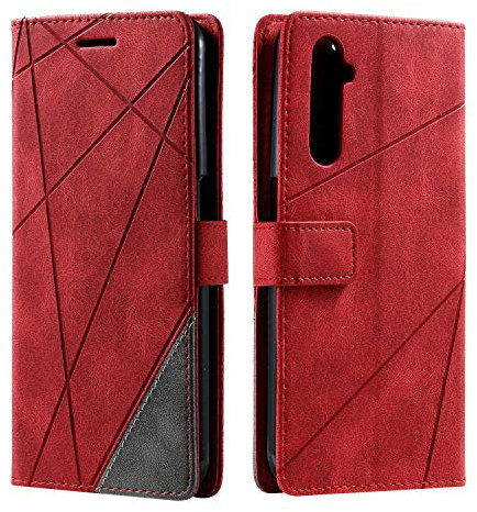 SONWO Coque pour Realme 6 / Realme Narzo/Realme 6S, Etui en Cuir PU Portefeuille Housse Fermeture Magnétique und Flip pour Realme 6 / Realme Narzo/Realme 6S, avec Fermeture Magnétique, Rouge