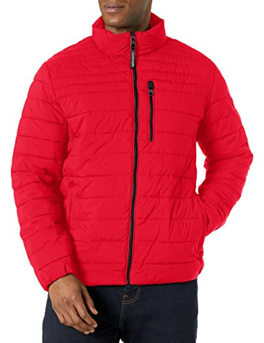 Calvin Klein Herren Full Zip Down Puffer Coat Jacke, Packbar, Dunkelrot, L