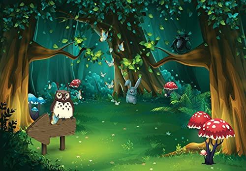 Fototapete Fantasy Wald Pilz Zauberwald Kinderzimmer Wandtapete Vlies Tapete Latexdruck UV-Beständig Geruchsfrei Hohe Auflösung Montagefertig (13857, V4 (254x184 cm) 2 Bahnen)