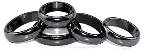 JAWSEU Hämatit Ring - 5PCS Schwarz Hämatit Stein Ring, Angst Gleichgewicht Wurzel Chakra Aabsorbiert Negative Energie, für Frauen Männer