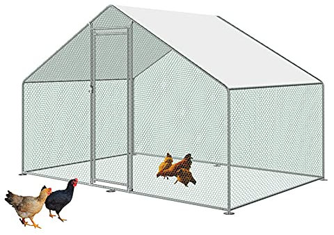 Metall-Hühnerstall, begehbarer Käfig mit großer Abdeckung für Gartenstall, für draußen, Kaninchen, Geflügel, 3 x 3 m