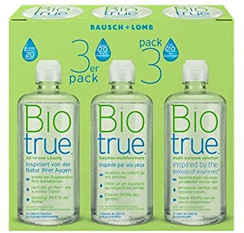 Bausch + Lomb Biotrue - Detergente per lenti a contatto all-in-one con chiusura a scatto per lenti a contatto morbide, 3 x 300 ml