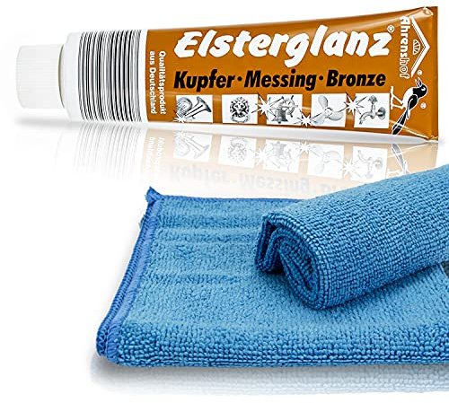 XXL Elsterglanz 150 ml inkl. 2 Mikrofasertücher Polierpaste 11 Sorten wählbar (Kupfer-Messing-Bronze-Polierpaste)