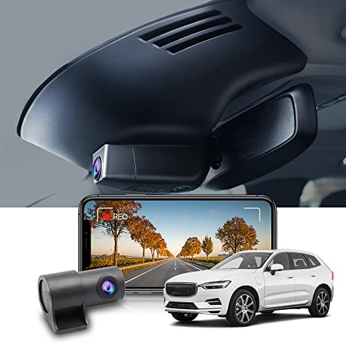 Fitcamx Dashcam Vorne Hinten Passend für Volvo XC60 2018-2021 2nd Gen, S90 V90 2017-2021 2nd Gen, OEM Dual 1440P +1080P Dashcam, HD Video WiFi, G-Sensor, Nachtsicht, Loop-Aufnahm, mit 64GB Karte
