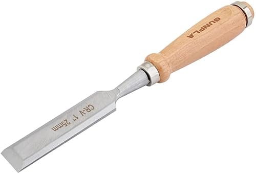 Gunpla 25mm CR-V Wood Chisel Tool Heavy Duty Bevel Edge Non Slip Woodworking Sharp Hand Chisels with Wooden Handle for Carving Cutting Shaving Shaping Scrapping Chopping