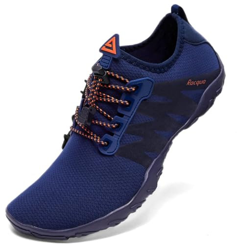 Racqua Wasserschuhe Strandschuhe Herren Damen Schwimmschuhe Welten Koden Barfuss Schnelltrocknend Badeschuhe Erwachsene Blau/Orange EU41