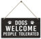 Dog Wall Art Sign Decor, Dogs Welcome People Tolerated, Dog Welcome Sign for Font Door Outside Decor Dog Hanging Wood Wall Art Sign Home Decoration, Housewarming Gifts for Dog Mom Dad Owner Lover