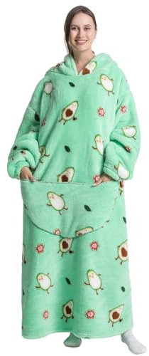 Msrlassn Übergroße Hoodie Decke Sweatshirt, Oversized Pullover Kapuzenpullover für Damen Herren Kapuzen Decken Sweatshirt mit riesiger Tasche Super Weich Warme Bequeme (Avocado grüne-Extra lang)