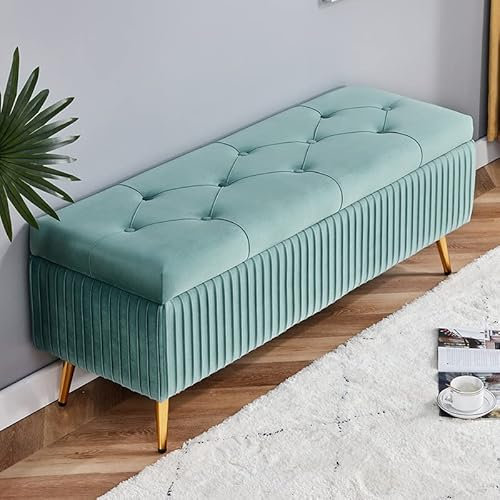 Sitzbank mit Stauraum Samt mit einfacher Montage für Wohnzimmer Truhenbank Flur Garderoben und Schlafzimmer Bettbank (A, 120 * 40 * 45cm)