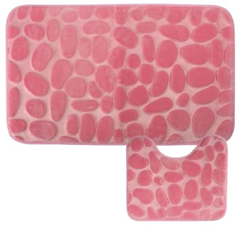 Your bathroom Bath Mat 2-Piece Set | Ultra Soft Memory Foam Non-Slip Bath Mats - Super Absorbent & Quick Dry - Machine Washable Toilet & Shower Mat - Polyester Fiber Mat Mould Free