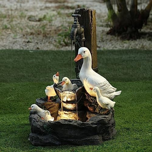 RANRAO Solarbetriebenes Eichhörnchen-LED-Licht, Eichhörnchen-Wasserbrunnen Outdoor-Skulptur, Harz-Tierstatue, Tier-Wasserspiel-Brunnen mit solarbetriebenen Lichtern für Terrassendekoration