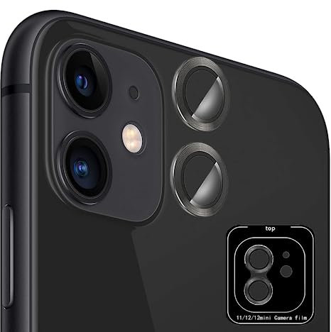 Tzstz 【2 pezzi - nero per iPhone 11/12/12 / 12 Mini fotocamera Protector,Anti-graffio 9H Durezza,per iPhone 12/12 Mini Fotocamera Protector - Nero Fotocamera Posteriore Protector