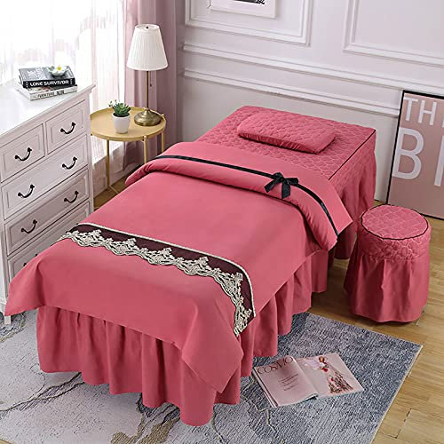 4-teiliges Mikrofaser-Massagetisch-Bettlaken-Set, weicher einfarbiger Massagetisch-Rock, maschinenwaschbar, Salon-Bettbezug für Massageliegen, Grau, 190 x 75 cm (75 x 30 Zoll) (Jad