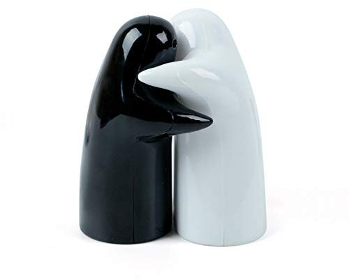 Saleros de cocina de abrazo, saleros de mesa de cerámica, set salero y pimentero color blanco y negro con forma de fantasmita, apto para salero y azucarero cocina