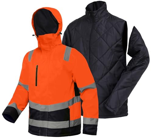 Vielseitige 3-in-1 Arbeitsjacke mit Reflektoren - Wasserdicht, Winddicht, atmungsaktiv - Ideale Winter-Arbeitskleidung und Warnschutzjacke für alle Jahreszeiten