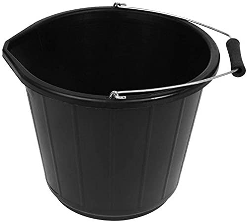 JMS we create smile 1 x 3 Gallon Bucket/Builders Bucket 14 Litre Water Mixing Storage Plastic Measuring Guide Bucket With Handle- Made in UK (3 Gallon Bucket)