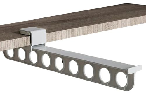 KSIEE Asta appendiabiti estraibile per armadio, forte capacità portante, barra appendiabiti per armadio, organizer per pantaloni e cappotti (grigio)