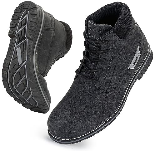 CC-Los Herren Mid-Cut Chukka Stiefel Wasserdicht Schwarz 40