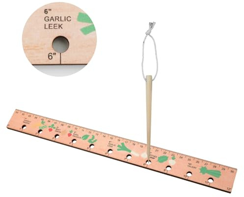 Wood Seed Spacing Ruler with Holes, Wooden Planting Ruler Solid Seed Planter Tool Vegetable Garden Ruler Measuring Ruler for Precise Spacing and Planting of Seeds Depth