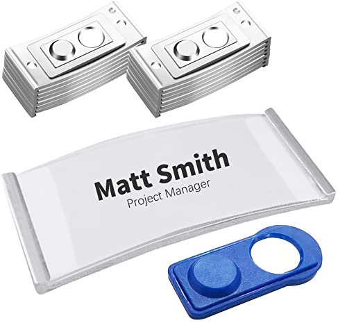 FIVAVA 15 PCS Placas Identificativas de Magnético, transparent Chapas Personalizadas para Ropa con 2 Imanes para Reuniones de Oficina, Conferencias, Exposiciones y Encuentros Sociales