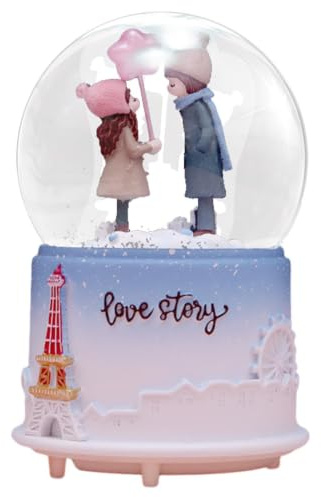 Sollee Paare Schneekugel Valentine Schneekugel Valentine Musikalische Schneekugeln Beleuchtete Schneekugel Laterne Geschenk für Jahrestag Valentinstag, 8,5 x 13,5 cm