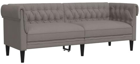 vidaXL Chesterfield Sofa, Polstersofa 3-Sitzer mit Stützbeinen, Loungesofa Designsofa für Wohnzimmer, Couch Wohnzimmersofa, Taupe Stoff
