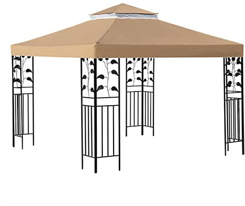 Telo Gazebo 3x3m Impermeabile, Tetto Di Ricambio Per Gazebo Giardino, Copertura UV30 A Doppio Livello Per Tettoie, In Tessuto Poliestere (Colore : Cachi)