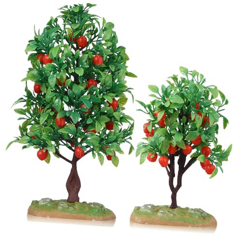 Künstlicher Apfelbaum als Modellbaum für Eisenbahnlandschaften, 2 Stück