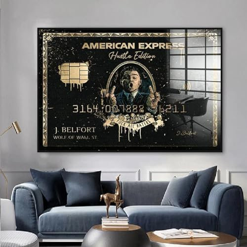 ZYHNNKL Leinwandbild, Motiv: Der Wolf der Wall Street, klassischer Filmplakat, Graffiti, Leinwanddruck, Bild des Finanzmagnaten, 58 x 88 cm, ohne Rahmen