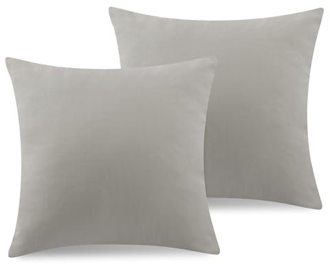 TOCOMOA Kissenbezug 80x80 2er Set - Kissenbezüge Öko-Tex Zertifiziert, 100% Mikrofaser Kissenhülle Weich und Hypoallergen, Silbergrau Kopfkissenbezug 80x80cm mit Reißverschluss